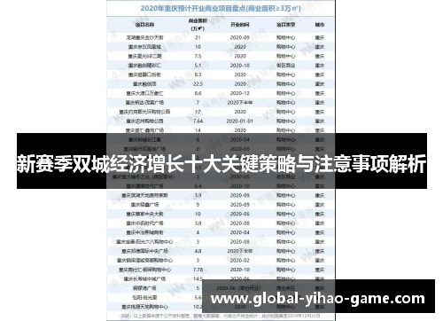 新赛季双城经济增长十大关键策略与注意事项解析