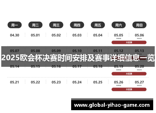 2025欧会杯决赛时间安排及赛事详细信息一览