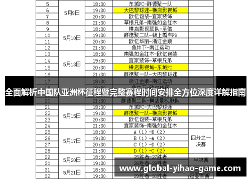 全面解析中国队亚洲杯征程暨完整赛程时间安排全方位深度详解指南